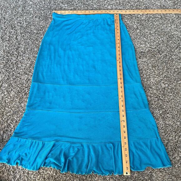 Y2K Tiered Skirt Plus Size 3X Blue Solid Ruffle Stretch Whimsical Fairy Boho Vtg - Picture 13 of 14